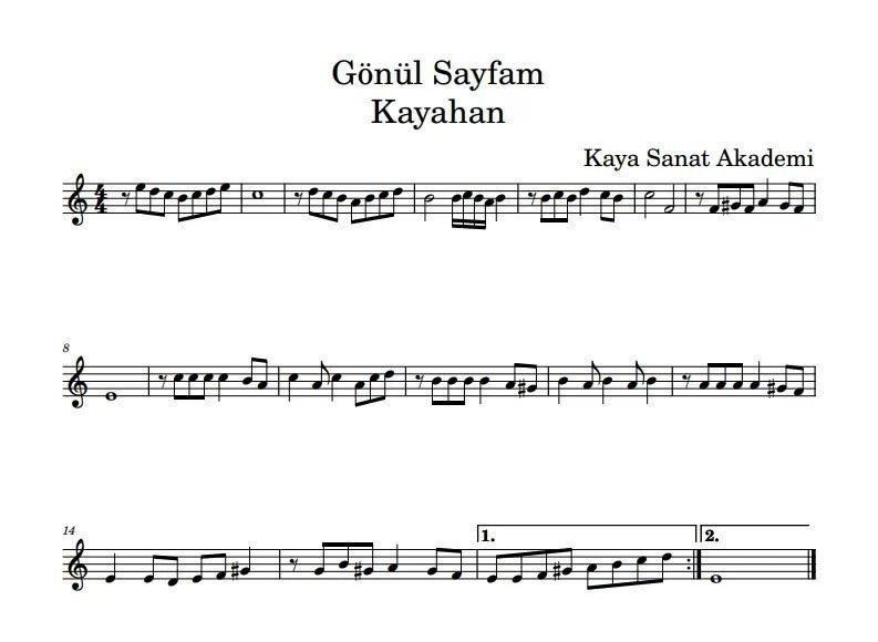 En Kolay Çalınan 5 Yan Flüt Notası - Gönül Sayfam Kayahan