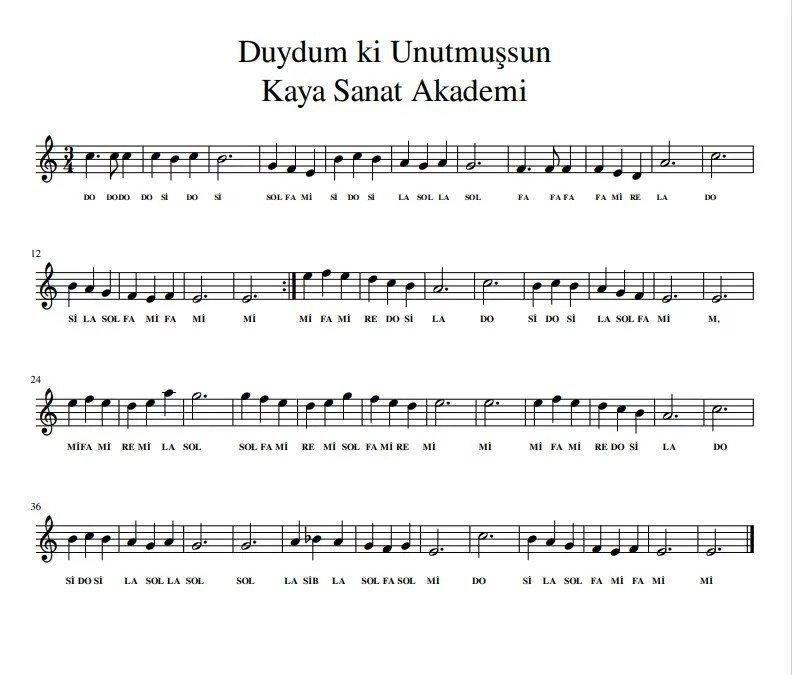 Keman İle Çalınan 10 Şarkı Ve Notaları - Duydum Ki Unutmuşsun